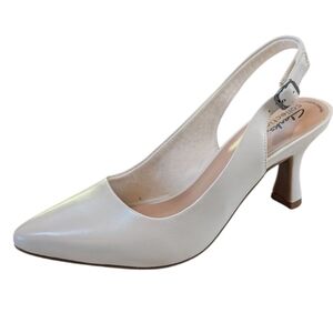 Clarks Cream Pointed Toe Slingback Heels
